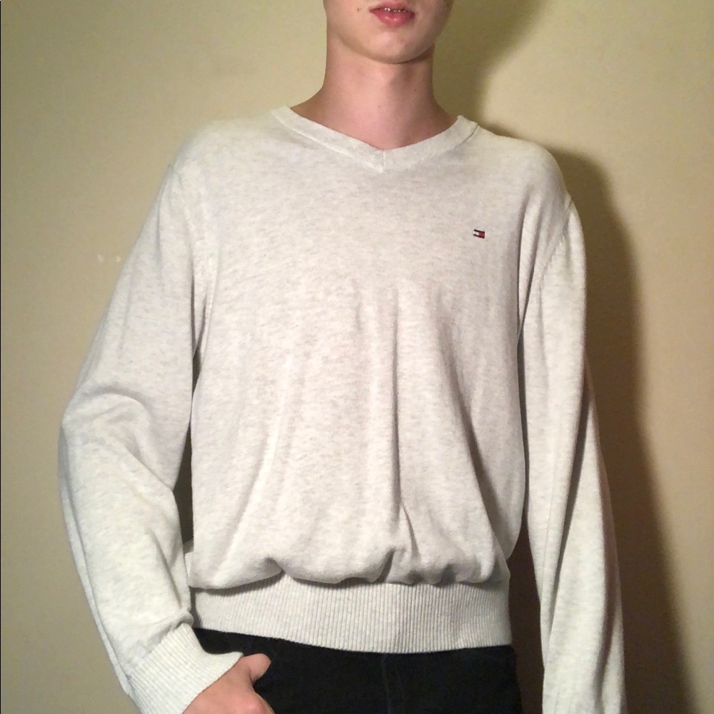 White Tommy V-Neck Sweater